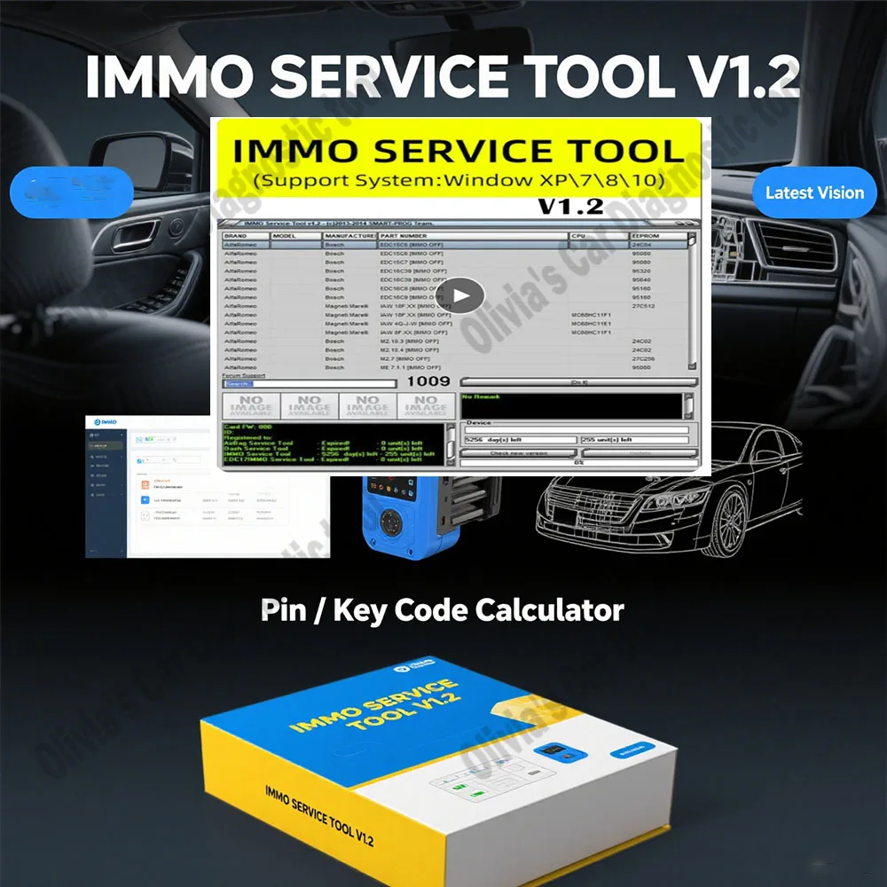 

New IMMO SERVICE TOOL V1.2 obd2 scanner CAR CODE IMMO OFF Car accessories ECU Virgin Eeprom IMMO KEY PIN CODE CALCULATOR BSI VDO