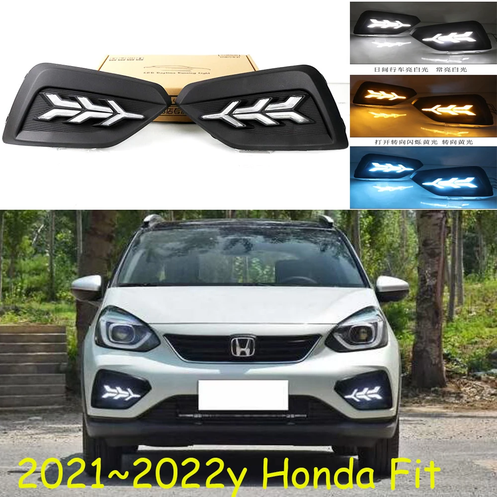 

Dynamic car bumper headlight Fit Jazz daytime light solaris 2021~20225y DRL car accessories LED headlamp Fit Jazz fog light