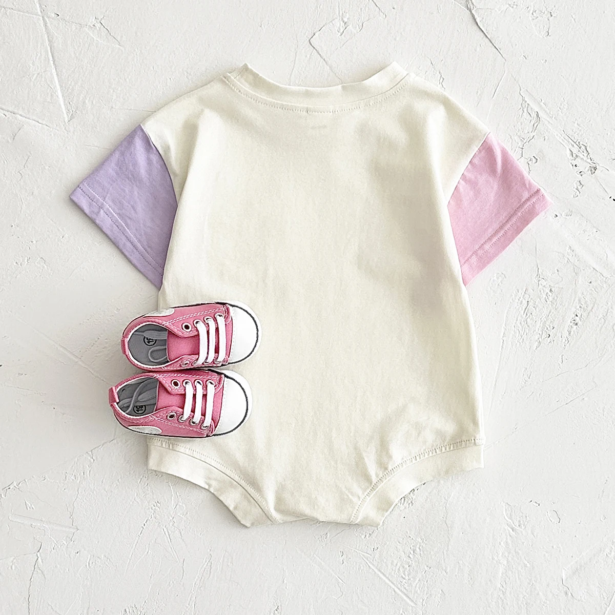 Summer Toddler Color Blocking Matching Sweatshirt Romper Newborn Baby Girls Boys Loose Short Sleeve Color collision Romper 0-18M