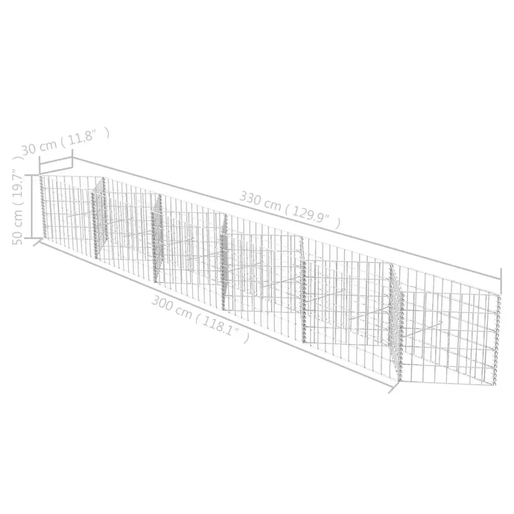 Galvanized Steel Gabion Basket 118.1x11.8x19.7 - Durable Outdoor Stone Cage