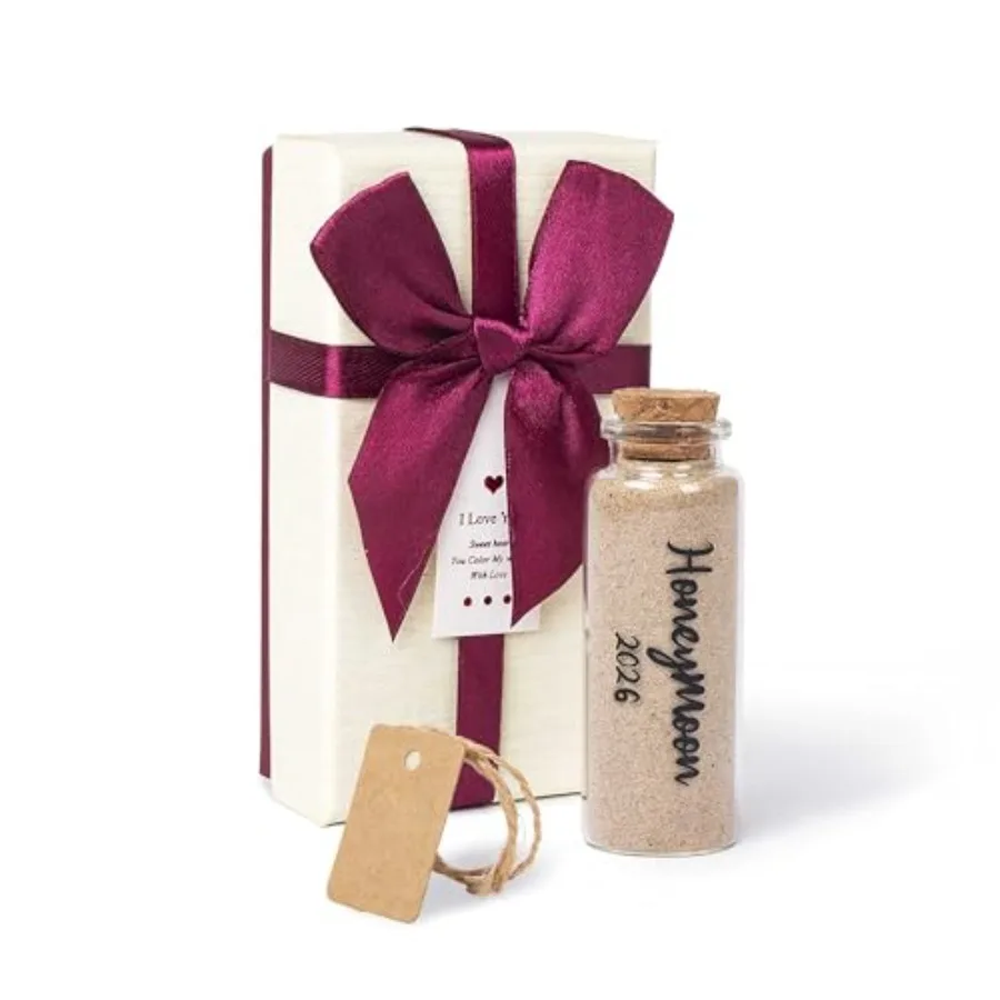 Sand Keepsake Jar 2026 Bridal Shower, Wedding, Engagement,,Travel Gift for Couples, Newlywed, Fiance Gift Box Includes - 40ml C