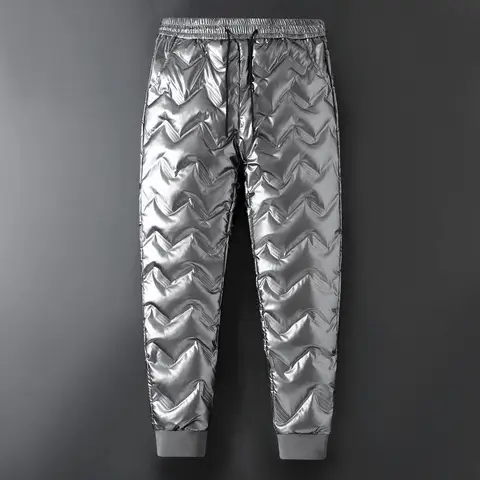 Autumn and Winter New Fashion Trend Solid Color Thickening Warm Down Pants Men's Loose Sports Large Size High Quality Pants