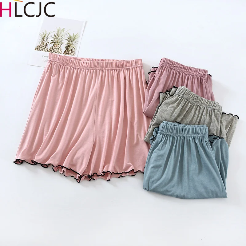 Women's Pajama Pants Modal Shorts Summer Thin Homewear Pants Sweet Lotus Leaf Stretch Shorts Outdoor Big Size XXL Beach Pants