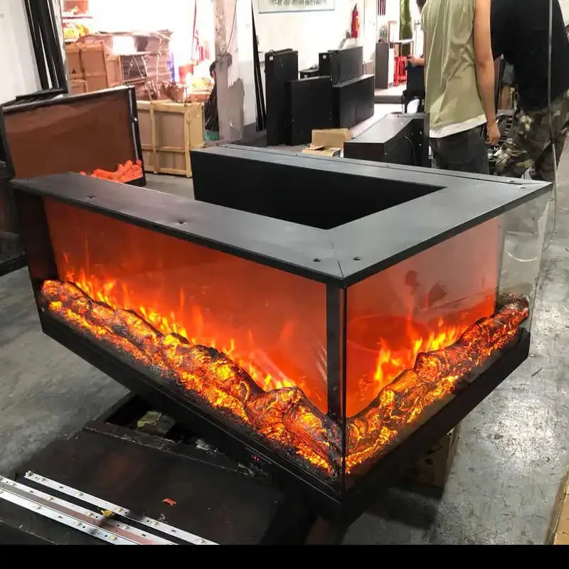 Chimenea eléctrica de diseño moderno, estufa de leña de hierro fundido, inserto independiente interior 3D para uso en exteriores, Material de acero