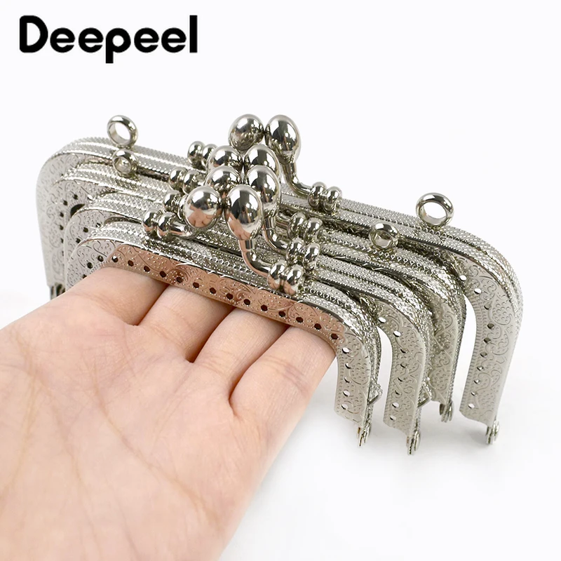 1/2/5Pcs Embossed Metal Kiss Clasp 8.5-20cm Purse Frame Handle for Handbag Wallet Woven Bag DIY Handmade Crafts Accessories