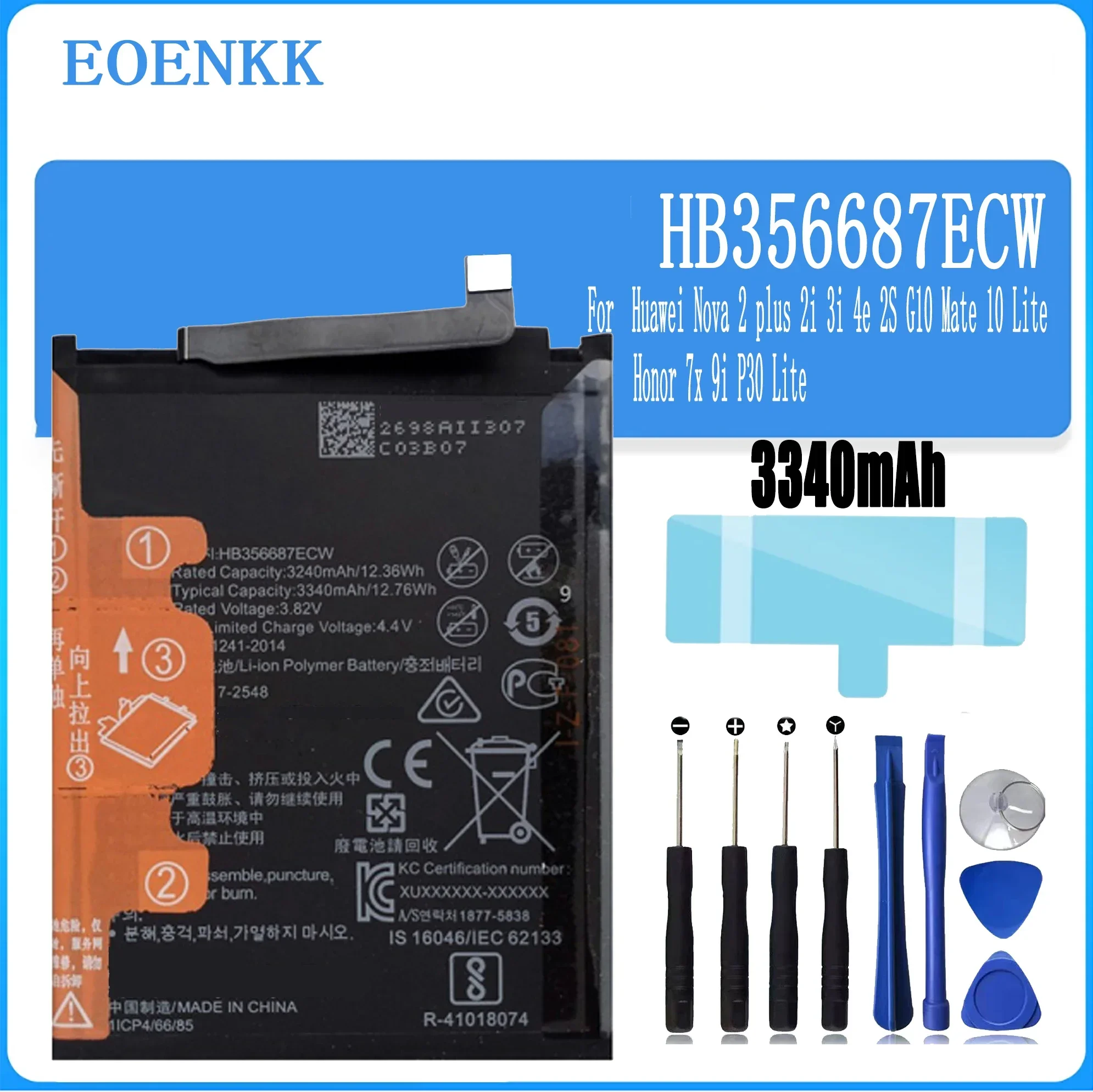 

HB356687ECW Battery For Huawei Mate 10 Lite P30 Lite 4E Nova 2 Plus 2i NOVA3i 4e / Honor 9i Repair Part Original Capacity Phone