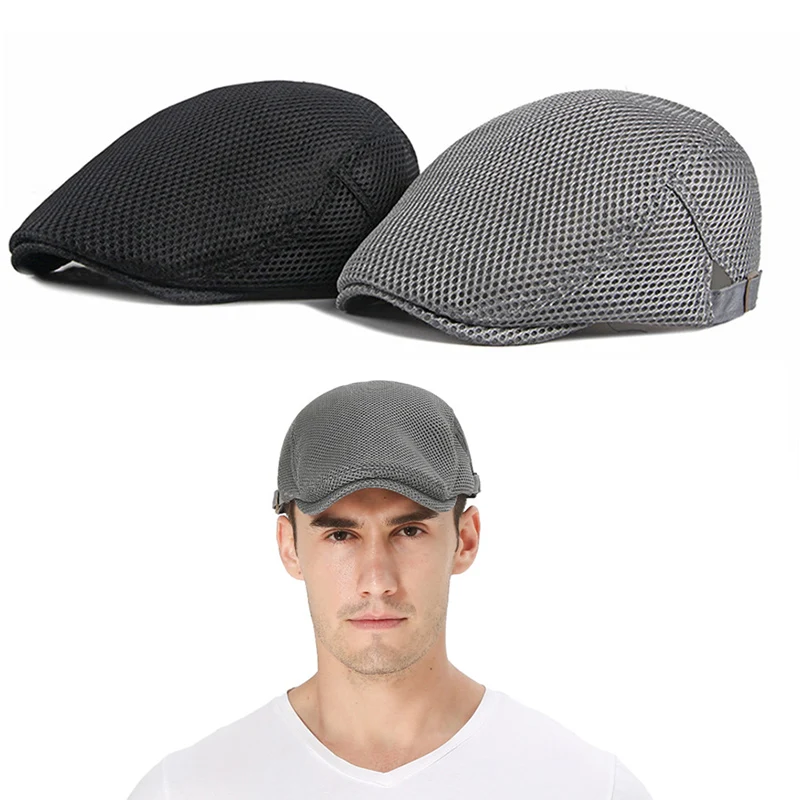 Summer Outdoor Sports Mesh Berets Caps For Men Women Casual Retro Peaked Caps Solid Color Berets Hats Casquette Cap Sun Hat