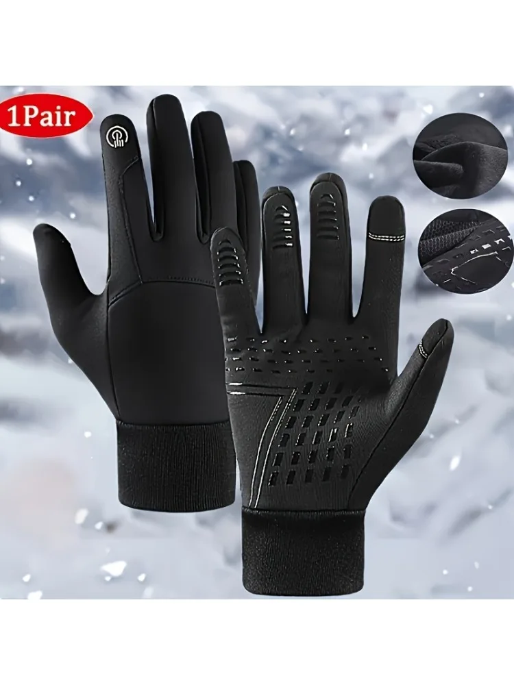 AliExpress NONE Men's Winter Cycling Gloves Outdoor Sports Running Gloves Waterproof Warm Thin Velvet Touchscreen Hiking Gloves Ski Gloves