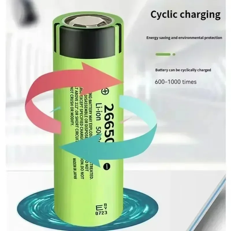 4.2V 26650A 5000mAh แบตเตอรี่ลิเธียมความจุสูง 100% สีส้ม แบตเตอรี่แบบชาร์จไฟได้สำหรับไฟฉาย พร้อมไฟฉายขนาดเล็กเป็นของขวัญ