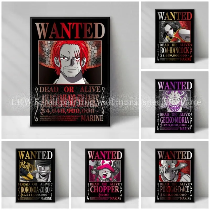 Famous Anime ONE PIECE Wanted Black Decorative Painting Living Room Bedroom Entrance Wall Background Birthday Gift Part 1 view 2