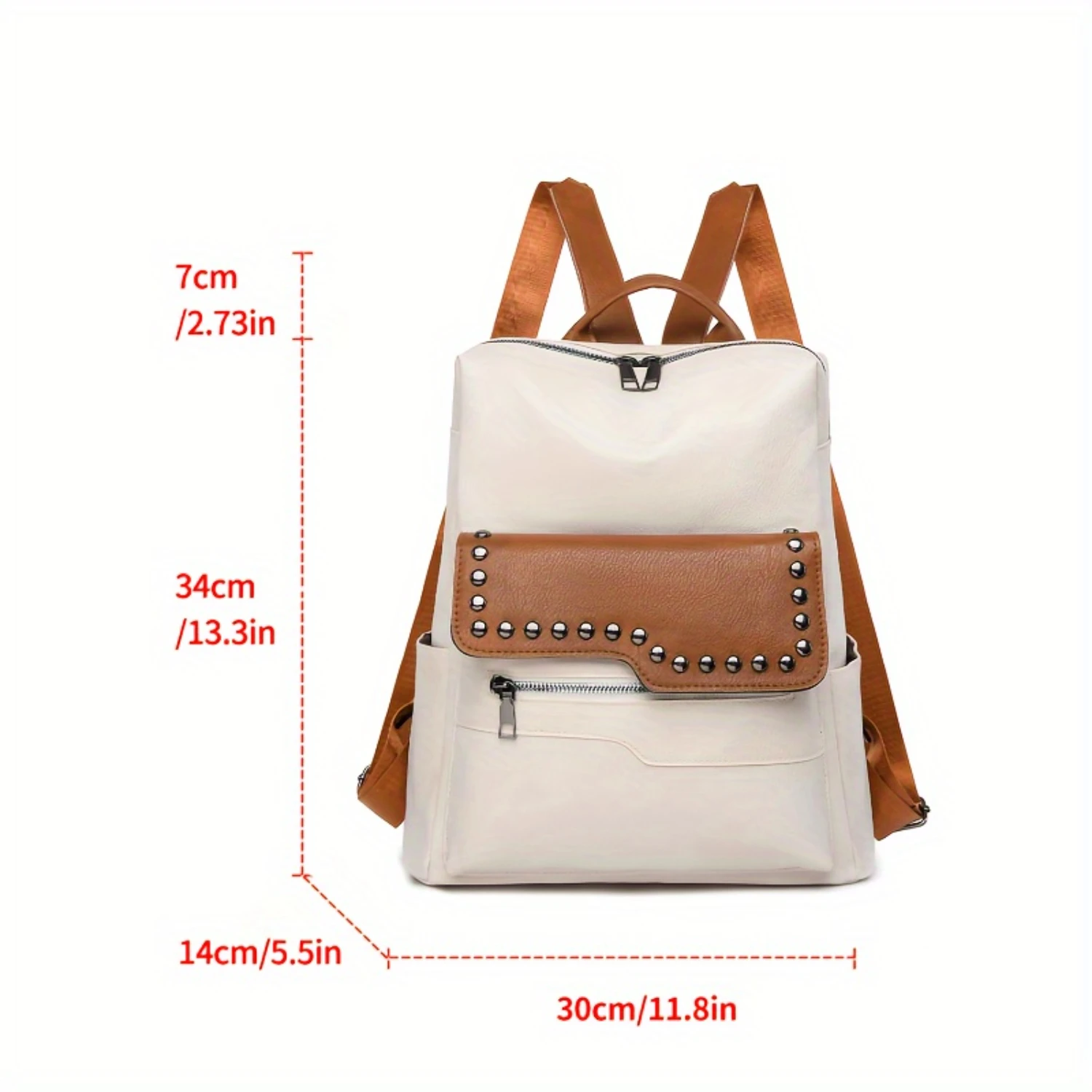 Retro Studded Backpack, Casua - Leather Work Rucksack 评论和价格