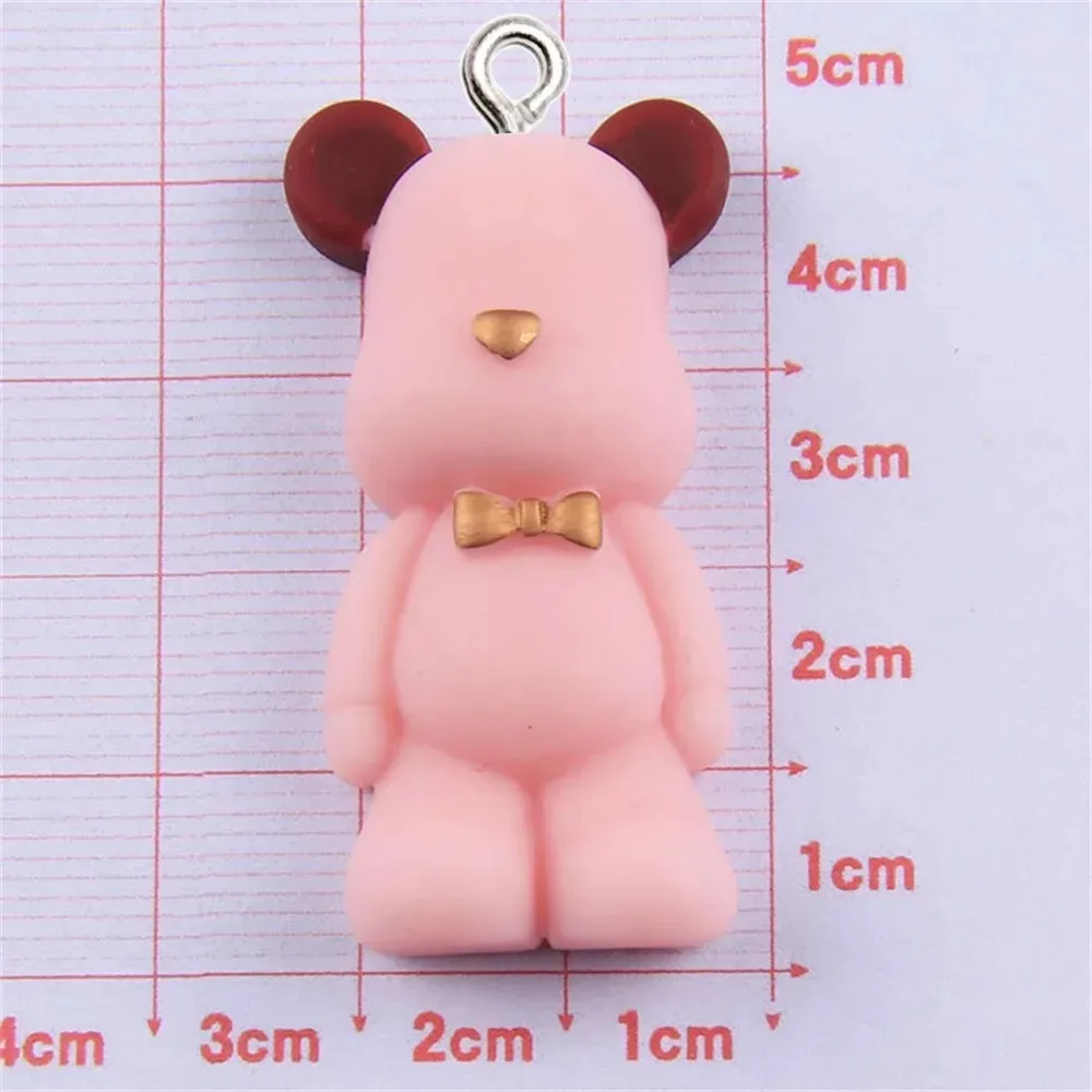 10pcs Kawaii Bow Bear Resin Pendants, Lovely Sweet Charms Supplies for Handmade Necklace Earring Phone Case Keychain Handbag view 6