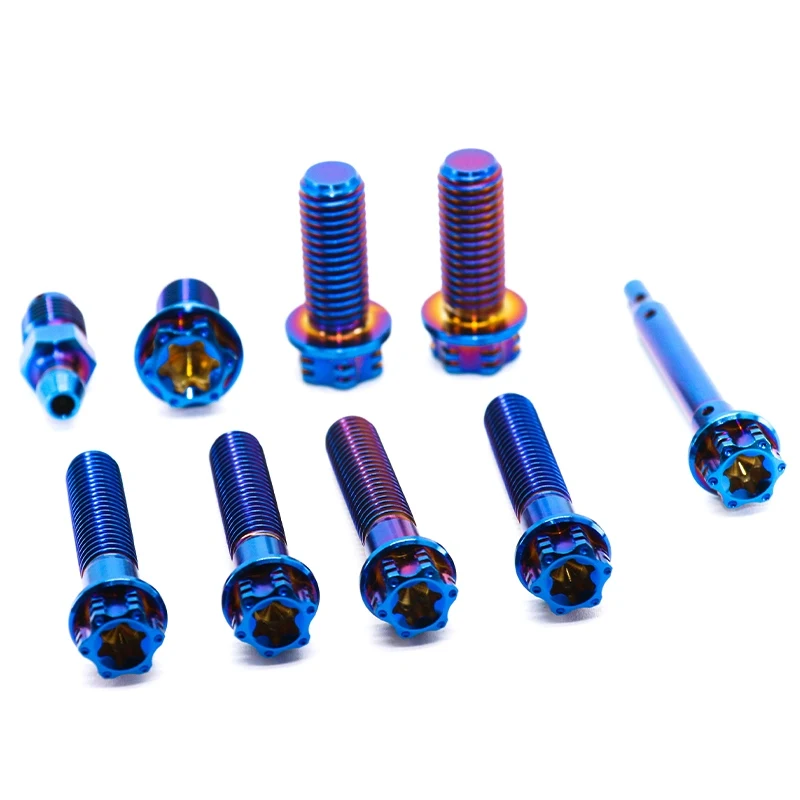 TC4 titanium alloy brake caliper set screws Motorcycle modification with titanium screws 9-piece set