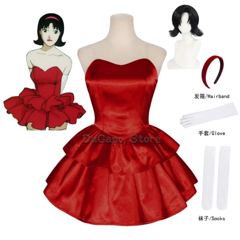 Anime Sexy Women Red Dress Perfect Blue Kirigoe Mima Cosplay Costume Adult Uniform Halloween Carnival Party Clothe Glove sock