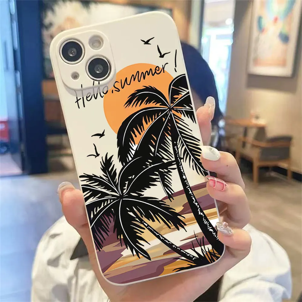 Retro Beach Pattern Phone Case For iPhone 17 16 15 14 13 12 11 Pro XS Max 7 8 6 Plus Mini Air 17e 16e X XR Matte Silicone Cover view 6