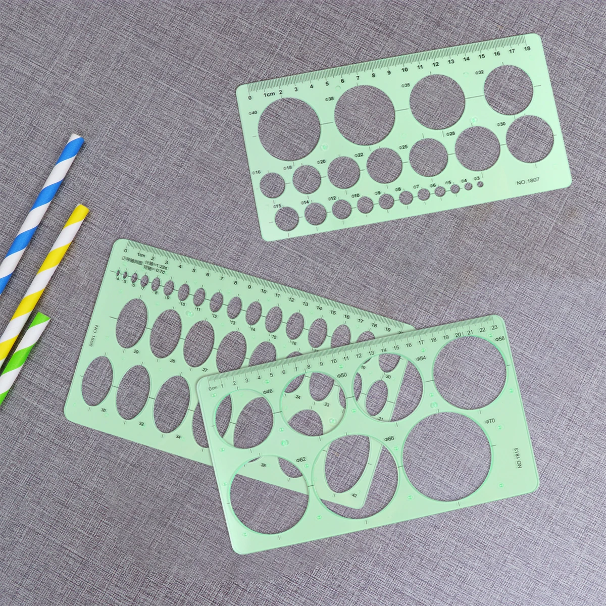 3 Pcs Drawing Templates Set Geometric Patterns Measuring Ruler Architecture Kit Transparent ABS School Office Design