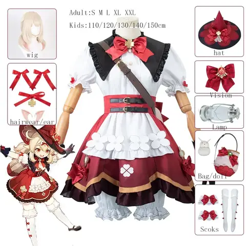 Animecc klee blühende sternlicht cosplay genshin impact klee neue haut cosplay perücke schuhe halloween party outfits für mädchen