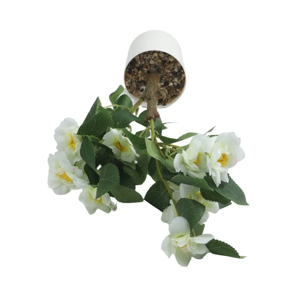 42cm Faux Camellia Plant with Compact Pot for Small Space Decor Living Room Kitchen Office Desk Shelf Natural Accent Piece