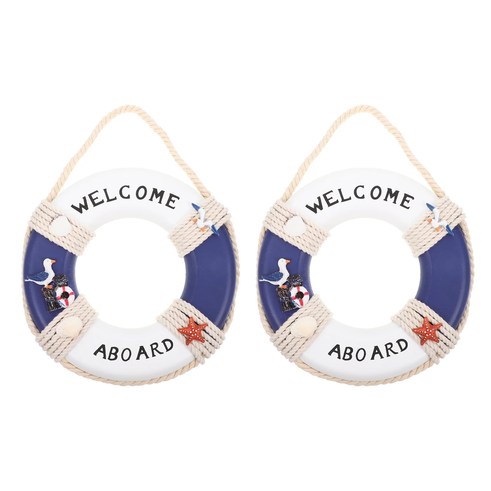 2 Pcs Wooden Life Buoy Household Ornaments Ring Decors Photo Props Emblems Nautical Rings Bar Swim Decorations Lifebuoys