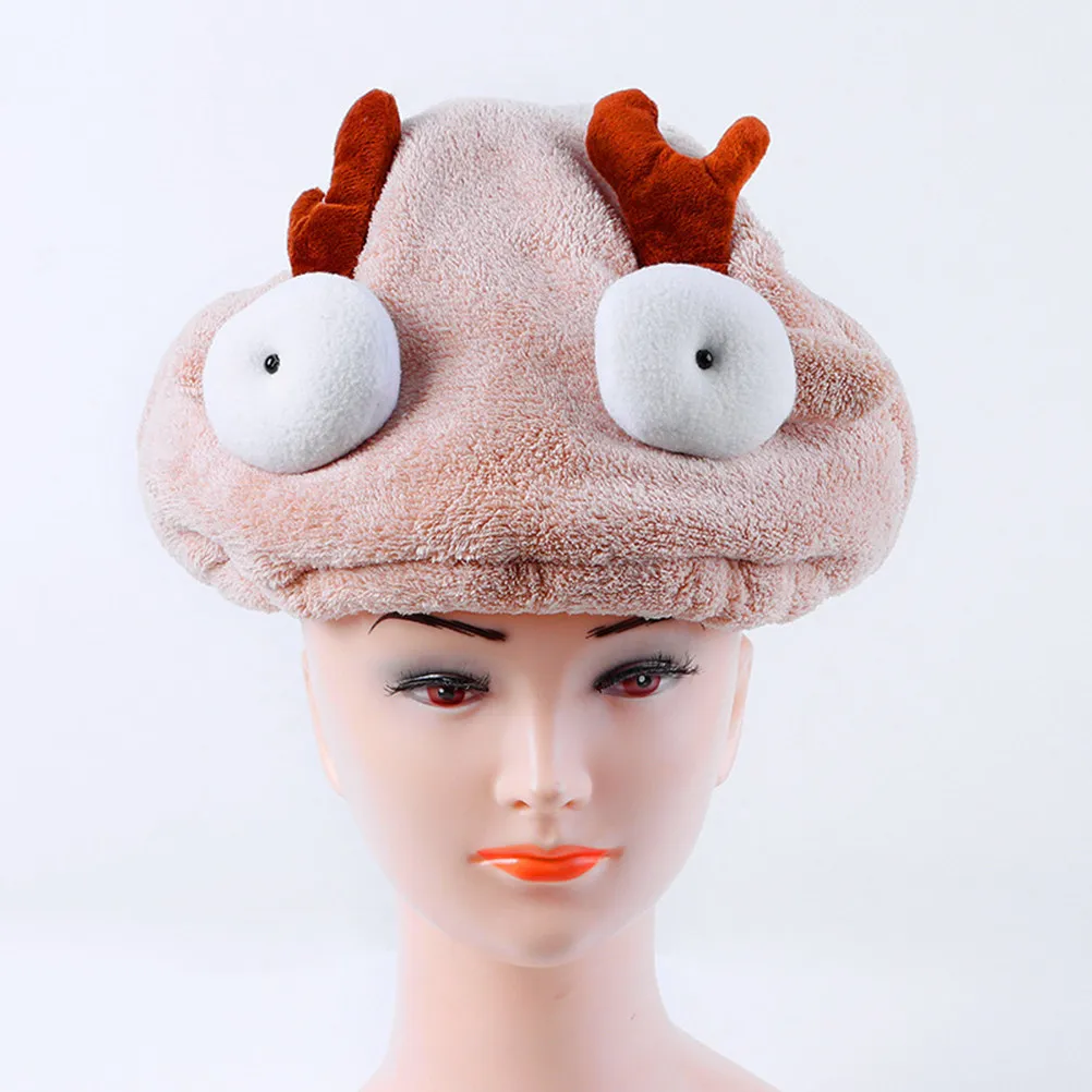 Grey Antler Design Hair Drying Cap Hanging Shower Quick Dry Water Absorption Soft Lightweight Fast Drying Cap Random Color