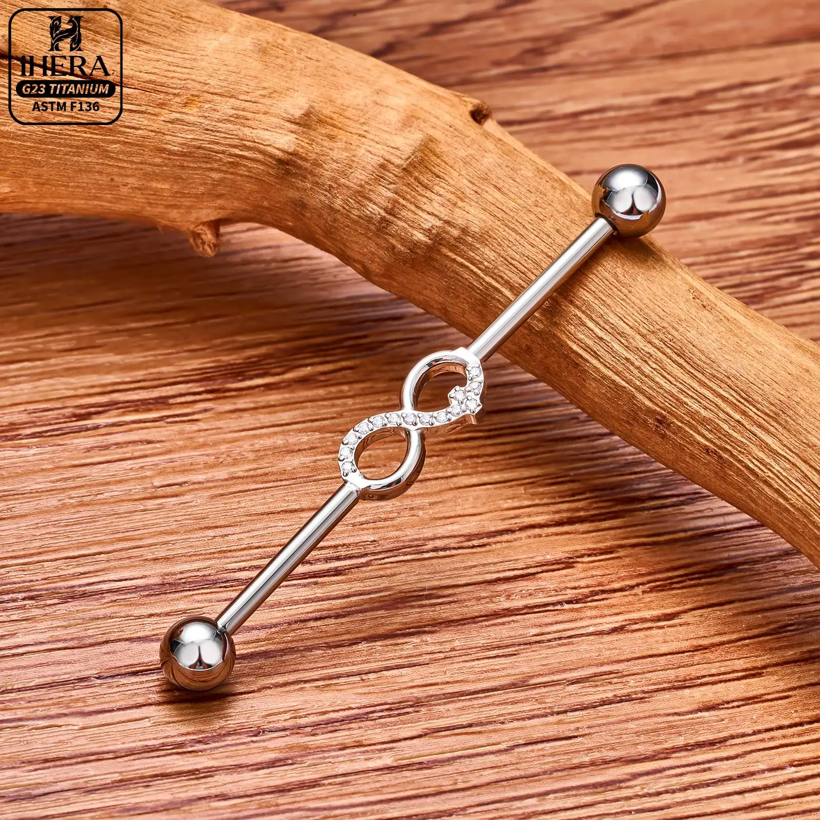 ASTM F136 Titanium Industrial Barbell Piercing Sparkly CZ Heart Bow Knot Star Ear Scaffold Scaffold Helix Cartilage Jewelry