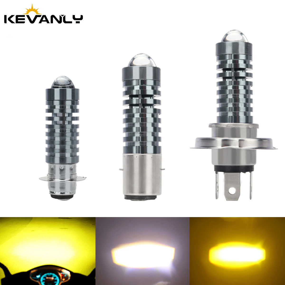 

H4 BA20D P15D LED Motorcycle Headlight Bulb White Yellow Dual Color High Low Beam Super Bright Driving Lamp Plug and Play