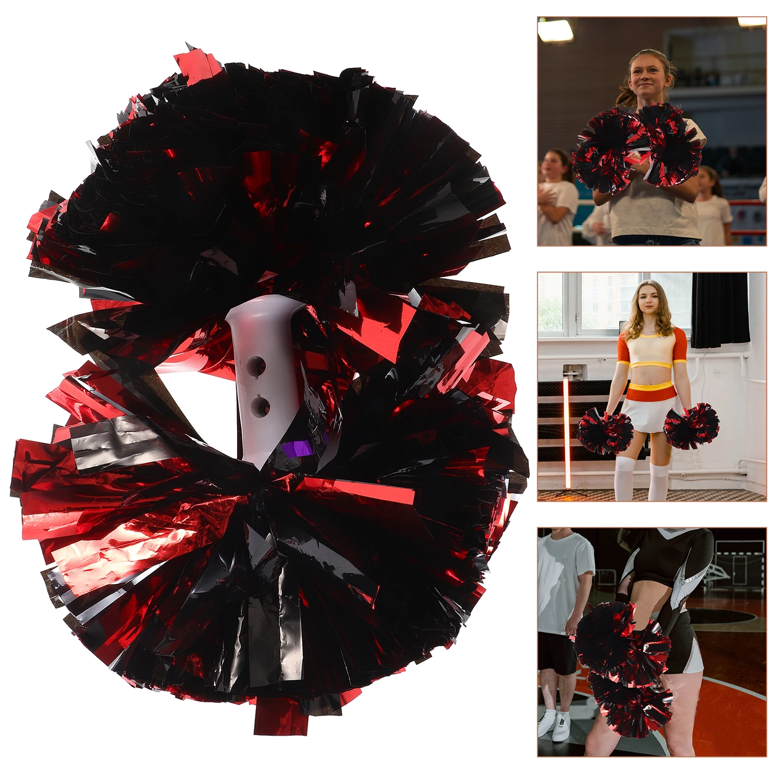 

2pcs Red Pom Pom Poms Cheerleading Poms 4 Inch PET Cheerleading Props Durable Gymnastics Dance Accessories Team Sports