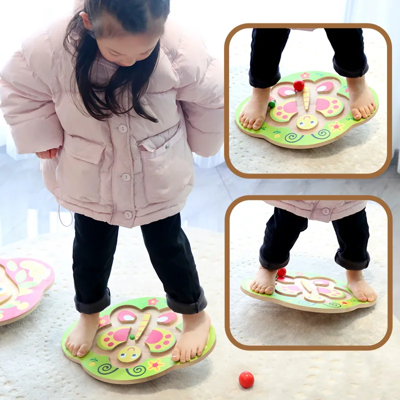 Wooden Anime Balance Board Sensory Montessori Body Training Board Children Yoga Fitness Equipment Physical Coordination Training