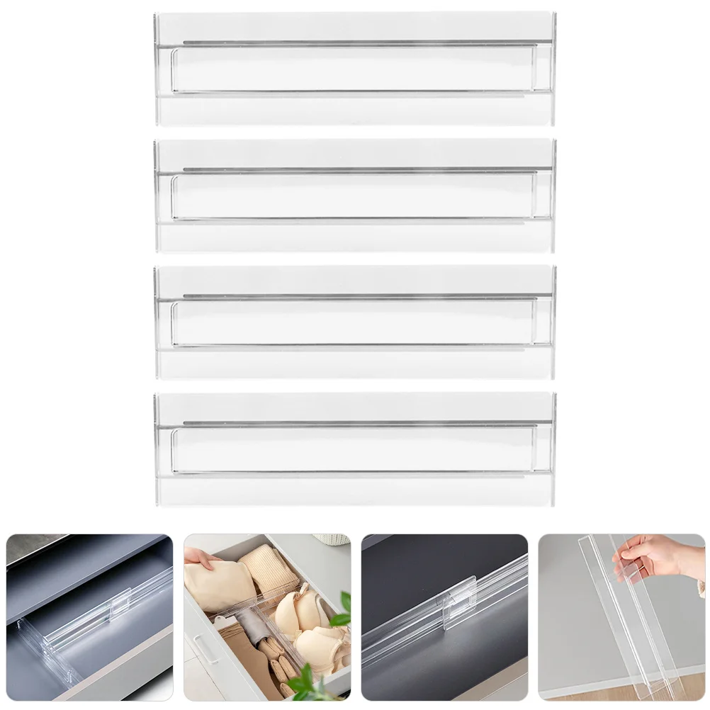 

4pcs Drawer Dividers Adjustable Sturdy Pp Material For Home Dorm Drawer Organization Reusable Partition Boards Socks Underwear