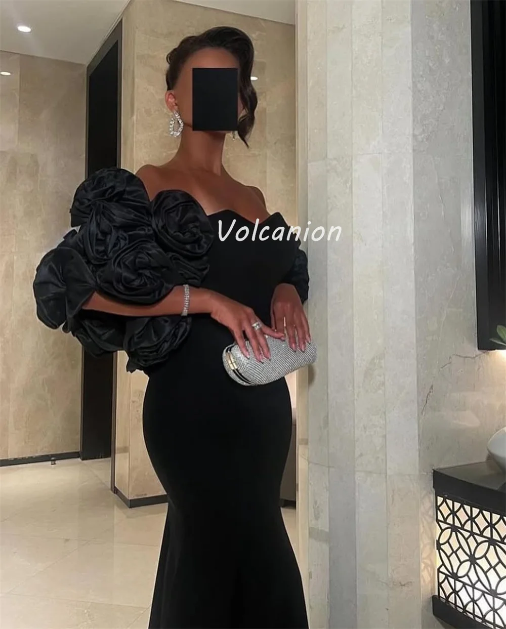 Customized Sizes Available Exquisite Jersey Ruched Draped Flower Mermaid Off-the-shoulder Long Dresses Bespoke Occasion Dresses