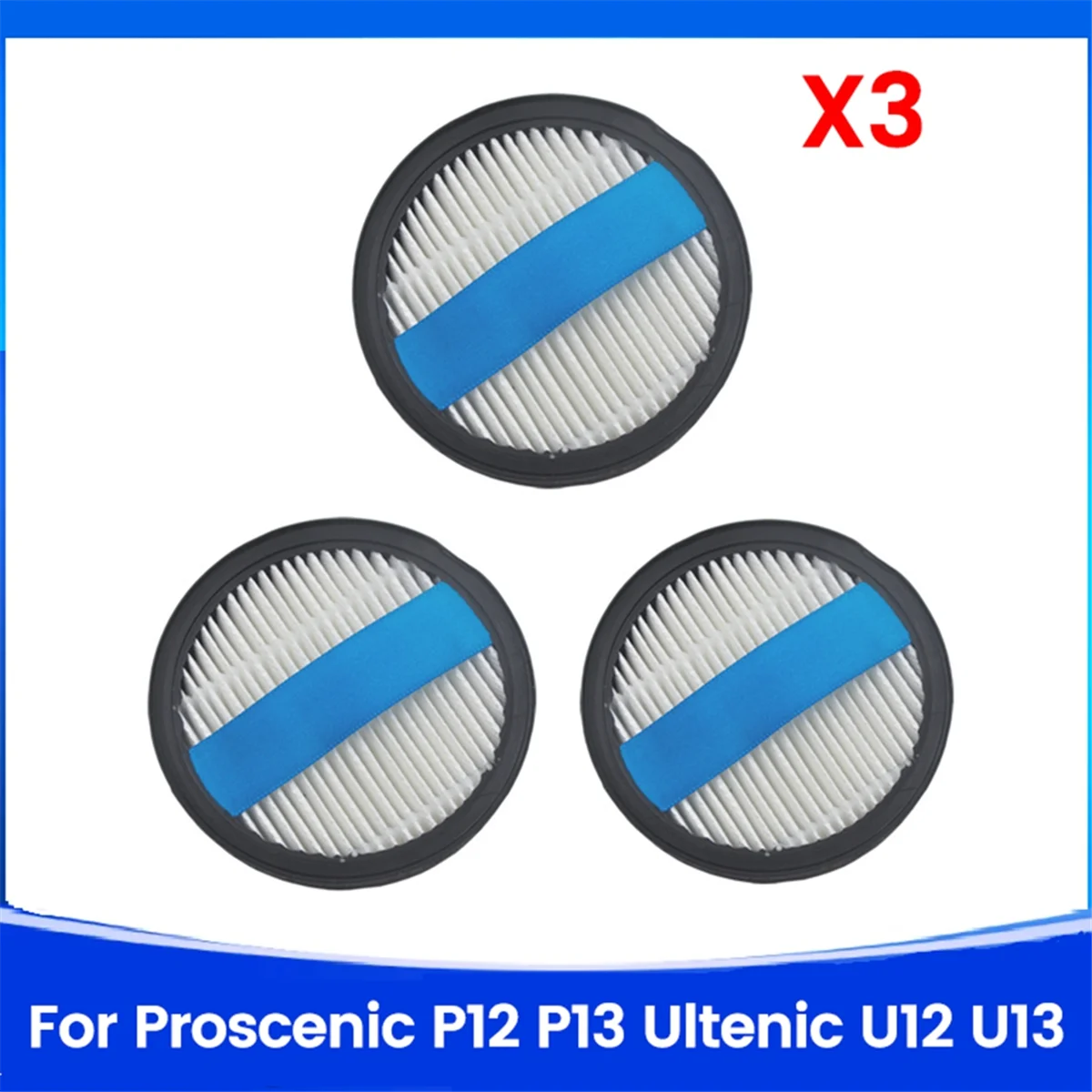 3PCS Hepa Filtes for Proscenic P12 P13 Ultenic U12 U13 Vacuum Cleaner Attachments Replacement Parts Washable Filter