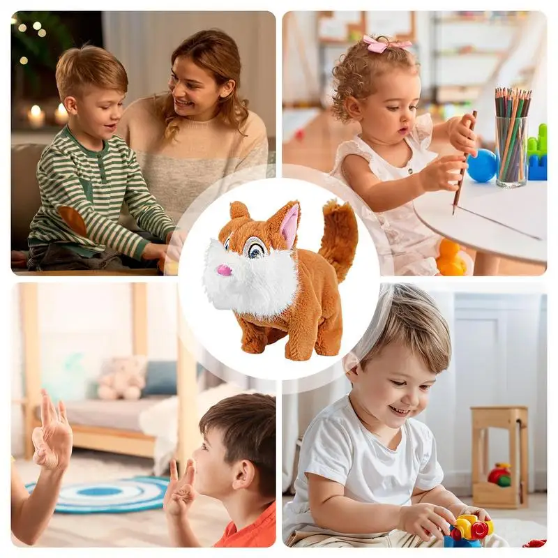 Ardilla de peluche para caminar, juguetes de peluche eléctricos para niños y adolescentes, muñecos reconfortantes interactivos suaves