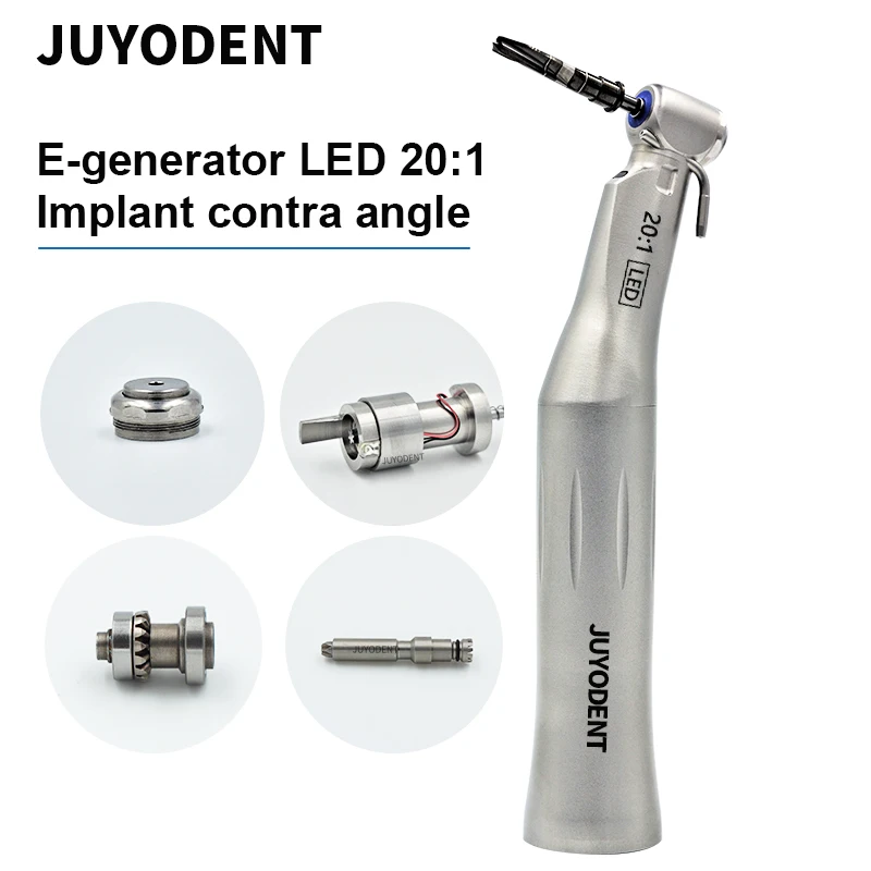 Dental Implant Handpiece E-generator LED 20:1Dismountable Stainless Steel Implant Contra Angle 20:1 Handpiece