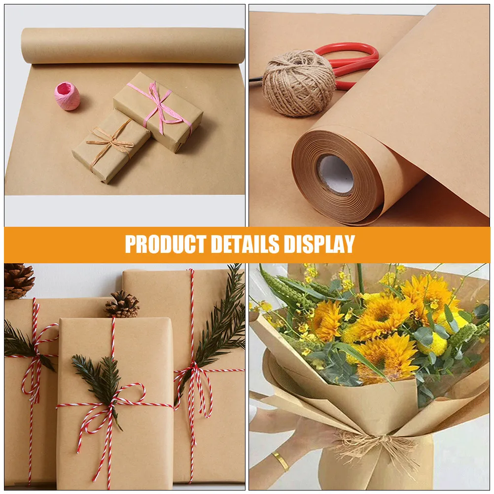 2 Rolls Kraft Paper Roll Versatile Brown Packaging Paper for Gift Wrapping Present Boxes Flowers Tea DIY Crafts Shipping Safe