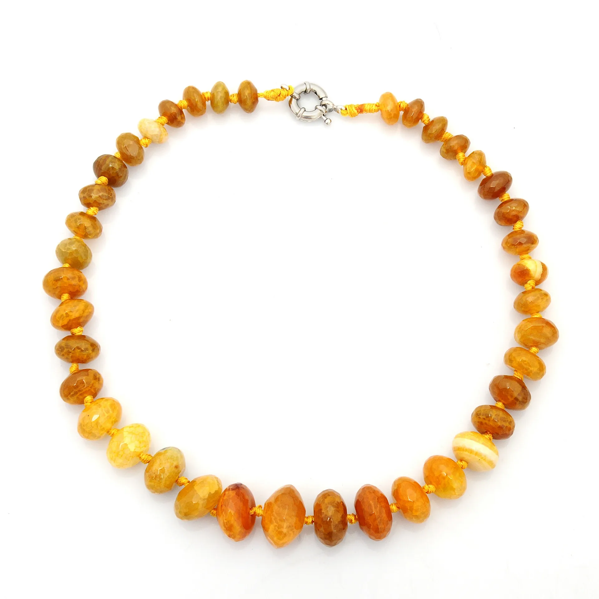 Fashion Stone Agate Necklace Hand Knotted Cut Corner Beads Beach Vacation Stone Crystal Tower Chain for Women Accessory Party