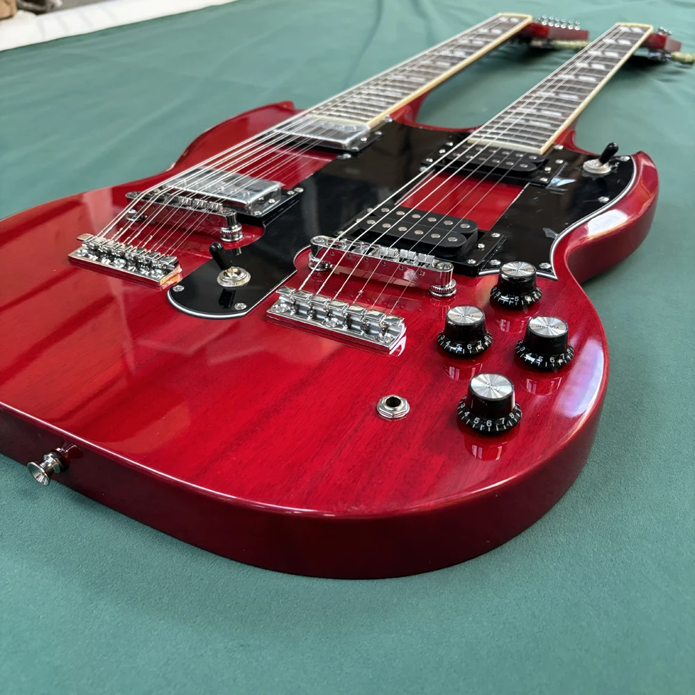 Double-neck guitar high-quality hardware, smooth frets, stable tuning, comfortable neck, balanced tone