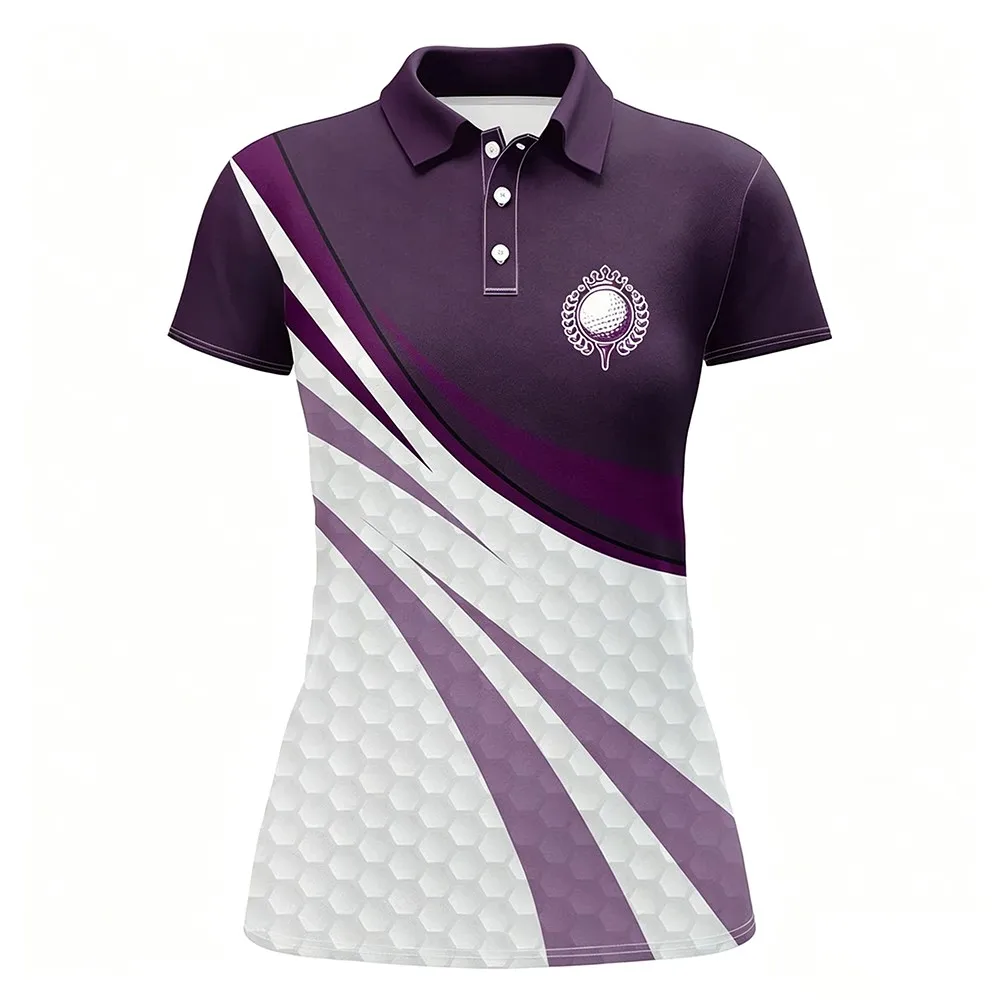 Neues Sommer-Sportmode-T-Shirt, geeignet für Outdoor-Aktivitäten, Damen-Golf-Poloshirt mit V-Ausschnitt und kurzen Ärmeln, bedrucktes Freizeit-Oberteil. – Detail 6