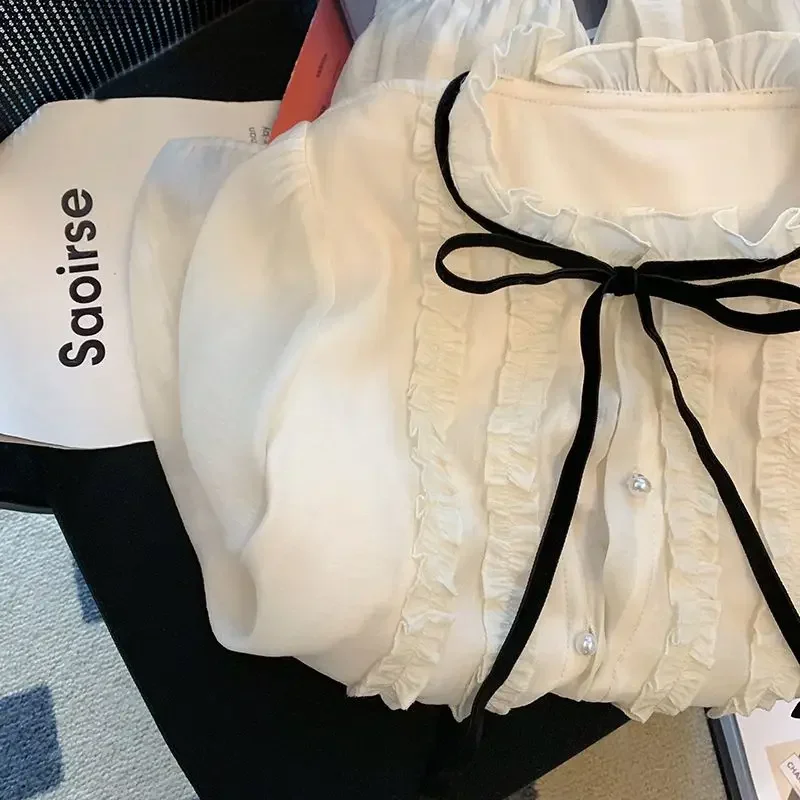 

Lace Up Chiffon Shirts Blusas Femininas Elegantes Thin Blouse Korean Tops Transparent Shirt Chemise Femme Camisas De Mujer