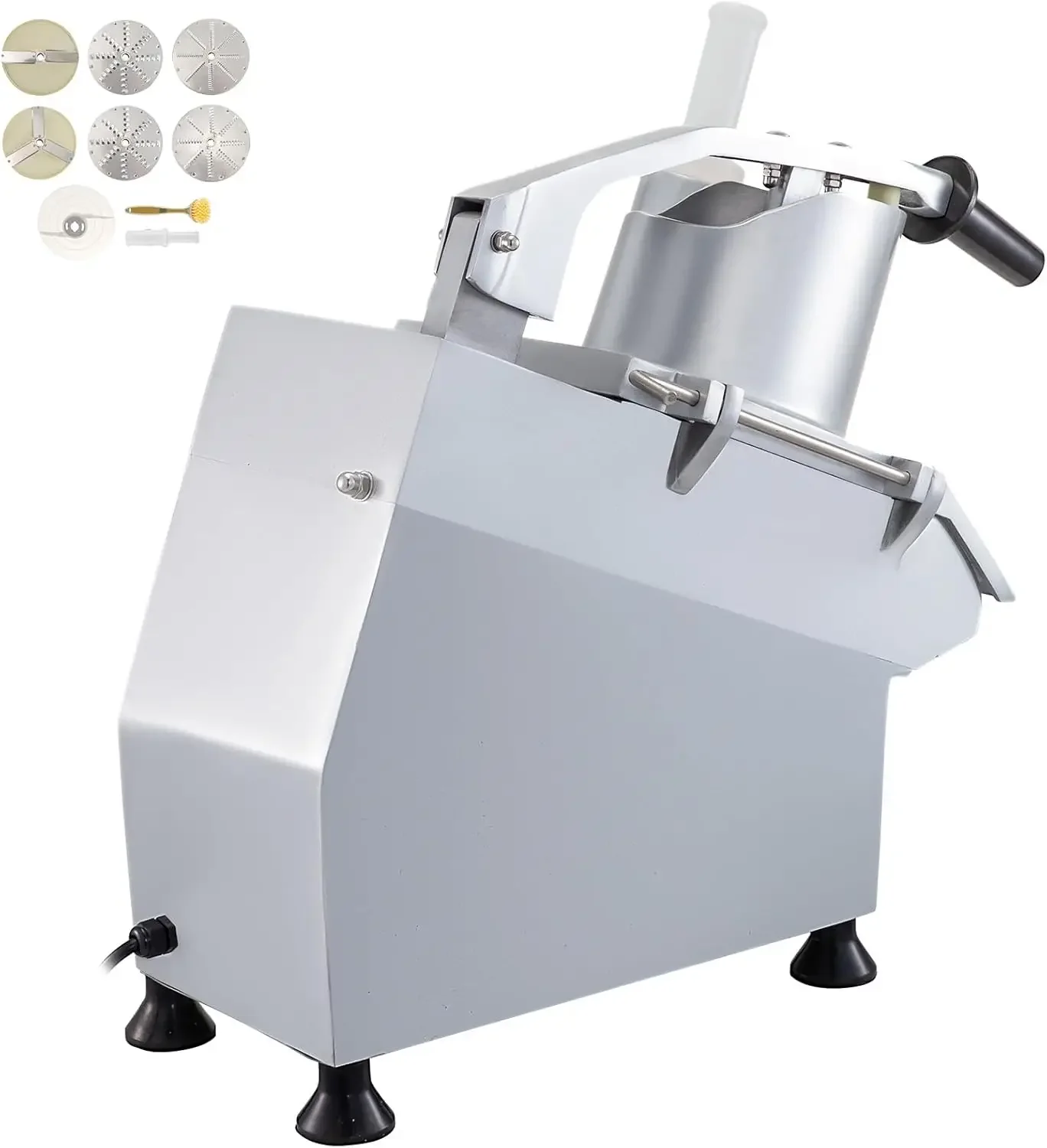 Commercial Food Processor 2 Feeding Holes, 550W Electric Vegetable Slicer 1600 RPM, Stainless Steel Vegetable Processor Detachab