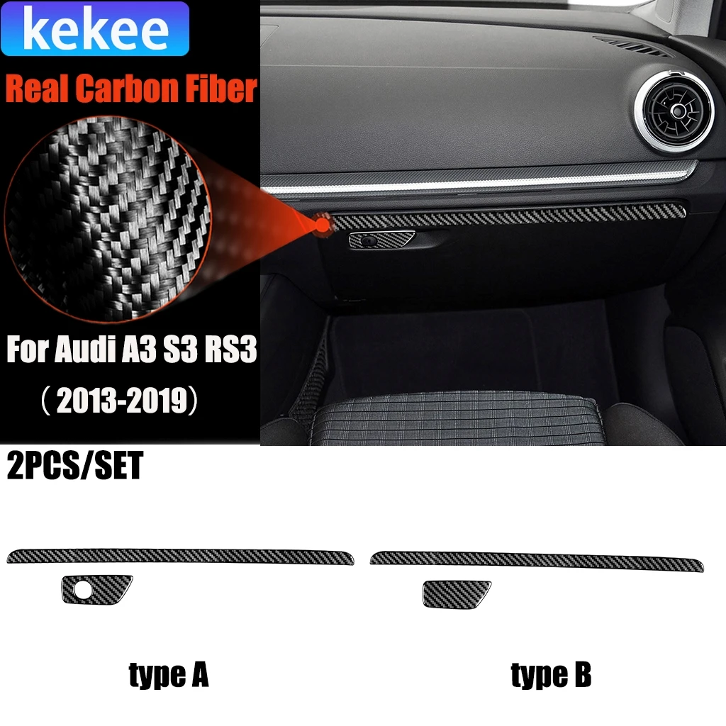 

Carbon Fiber Car Accessories Glove Storage Set Modified Interior Trim Cover Soft Sticker For Audi A3 S3 RS3 8V 2013-2019
