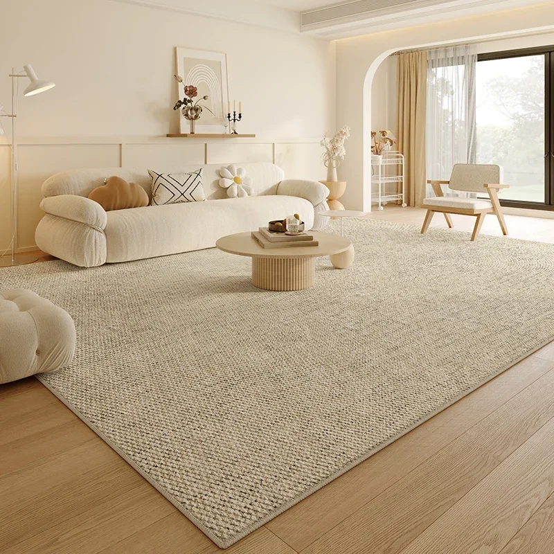 Large Living Room Rug Autumn Decor Stylish Cream Pure Color New Living Room Rug Waterproof Tapete Para Sala Home Furniture