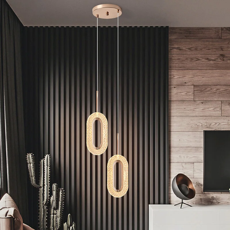 Nórdico Modern LED Pendant Light, Ouro Acrílico Lustre, Criatividade Pendurado Lâmpada, Casa Loft, Quarto, Cabeceira, Estudo, Escadas