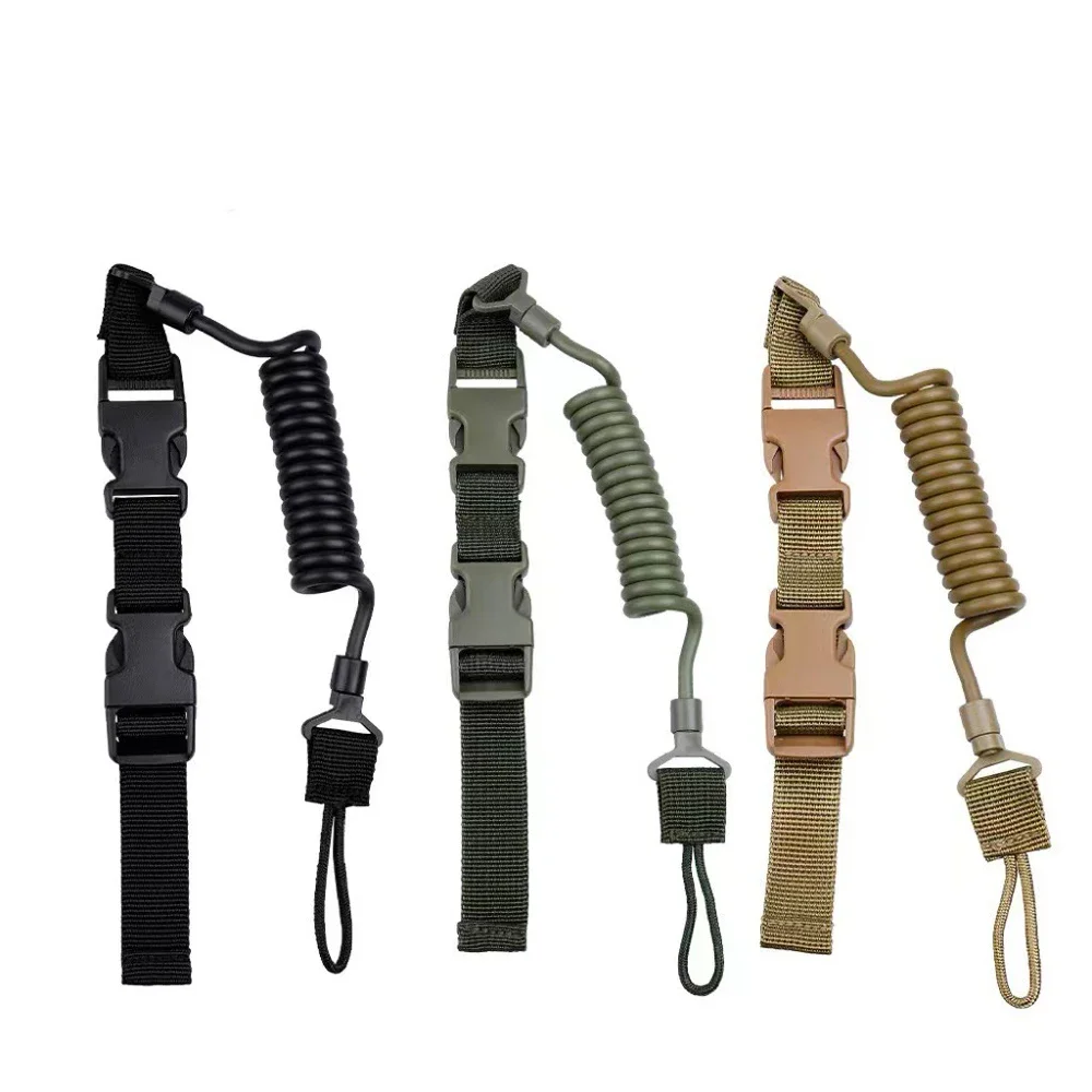 Tactical Anti-lost Elastic Lanyard Rope Spring Safety Strap Rope For Key Ring Chain Flashlight Hunting Accessories