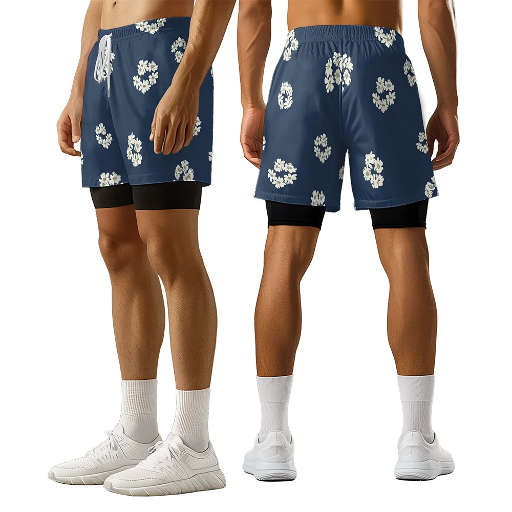 2024 New original design simple little flower Summer trend style 3D advanced printed casual basketball style shorts