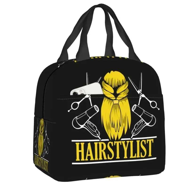

Vintage Scissors Haircut Trendy Stripes Insulated Lunch Bag Thermal Cooler Bento Box Women Children Food Container Tote Bags