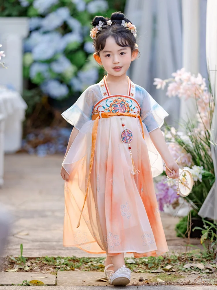 elegant-chinese-style-girls'-dress-fairy-tale-princess-skirt-super-fairy-chest-length-children's-fashion-summer-new-arrival