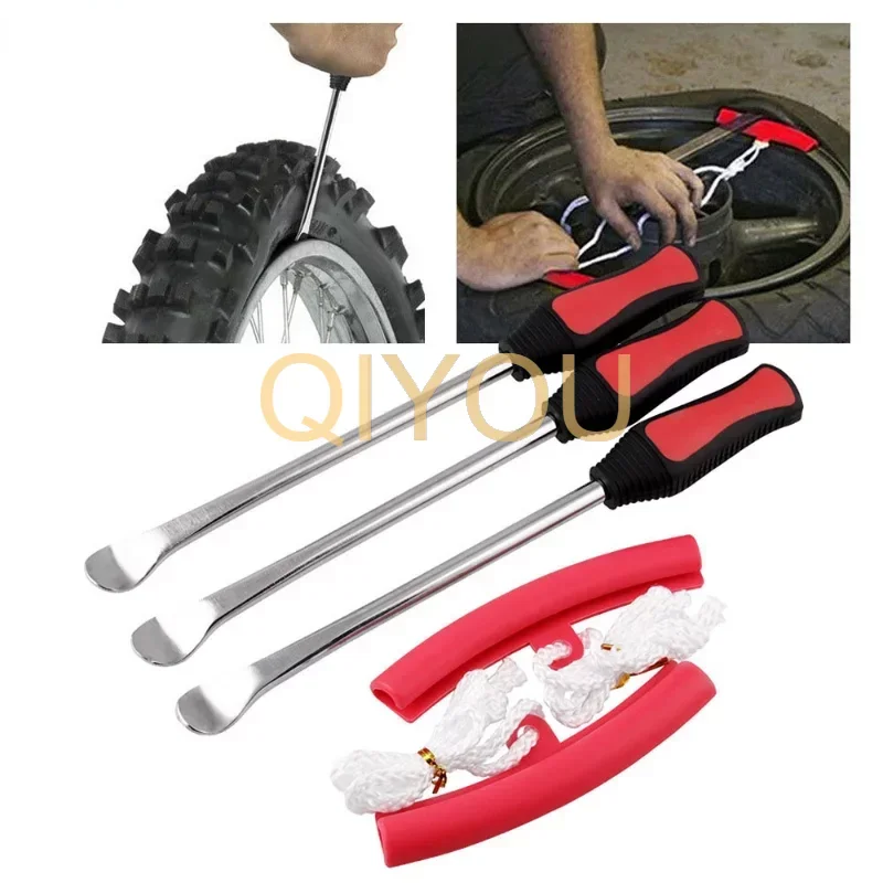 5pcs/Set Tire Change Tool Kit Tire Dismount Mount Set Tyre Spoon Lever Tools Rim Wheel Hub Protector Sheaths For Car Motorcycle