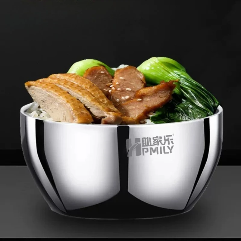 

LMM stainless steel bowl double-layer heat insulation and anti-scalding rice soup adult household complementary food tableware