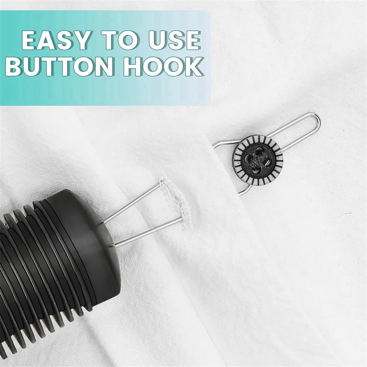 2Pcs Button Helper Tool with Non-Slip Grips to Help with Shirts, Coats, Button Hook Aids for the Elderly and Arthritic