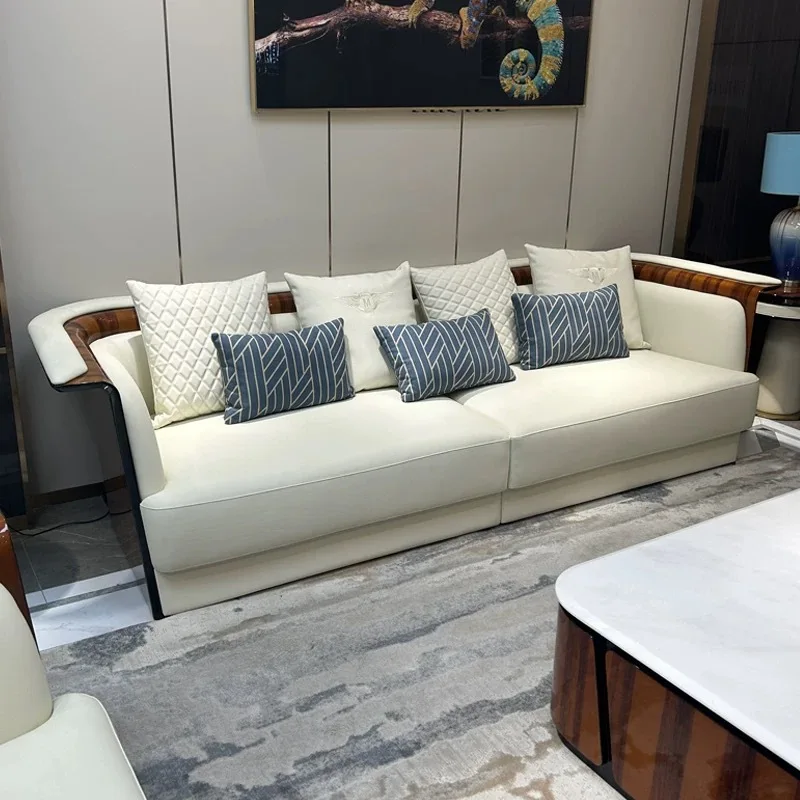 Italian light luxury first-layer cowhide leather sofa post-modern luxury villa living room 123 combination sofa